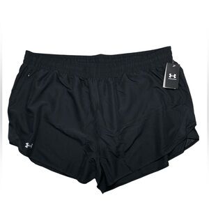 New Under Armour 3X Black Fly By Shorts Women's Athletic Zip Pocket Drawstring